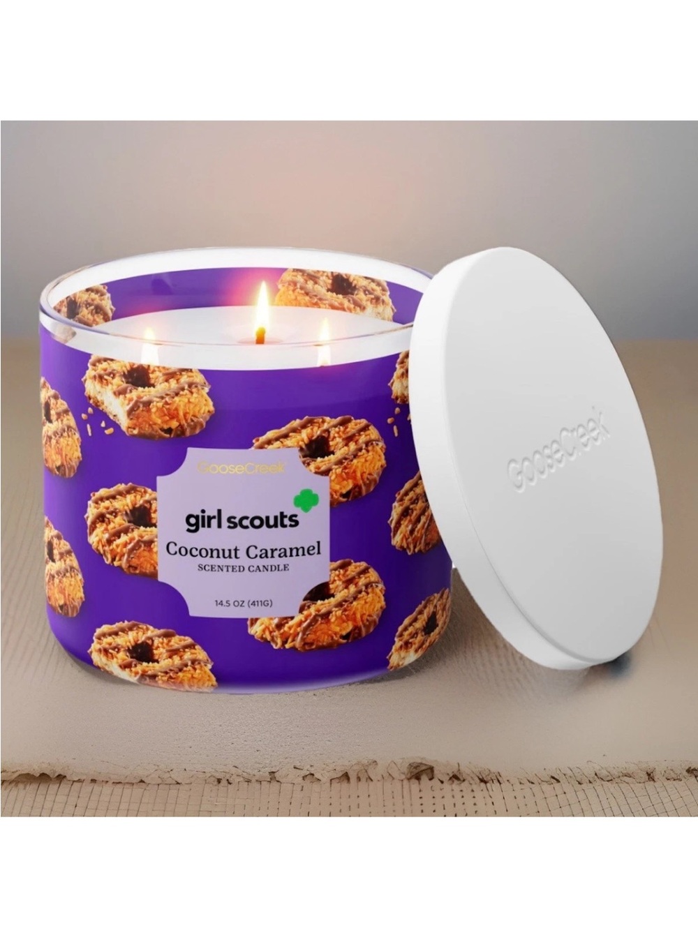 Goose Creek 3-Wick Candle- Girl Scouts Coconut Caramel Cookie (14.5 oz)